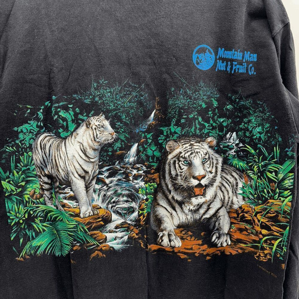 Vintage 1994‎ White Tiger Wrap Around Endangered Animal Habitat Animal T-Shirt L